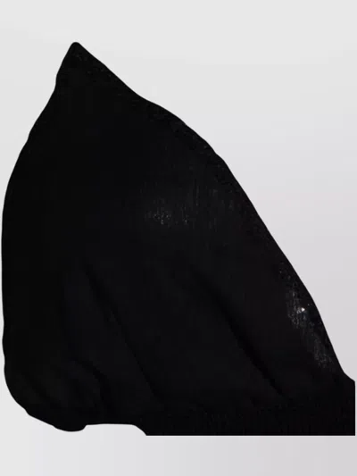 Blumarine Turtleneck Knit With Ribbed Texture And Lace Inserts In Black