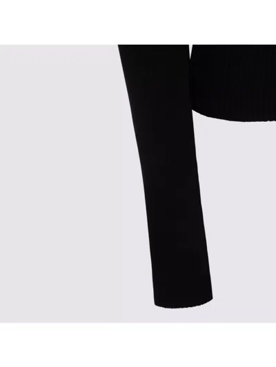 Blumarine Turtleneck Knit With Ribbed Texture And Lace Inserts In Black