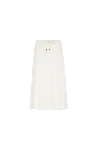 Brunello Cucinelli Women Techno Virgin Wool Canvas Pleated Track Skirt In White