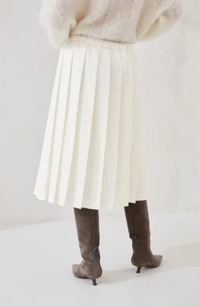 Brunello Cucinelli Women Techno Virgin Wool Canvas Pleated Track Skirt In White