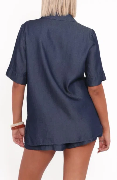 Petal And Pup Petal & Pup Aaliyah Tie Front Chambray Top In Blue