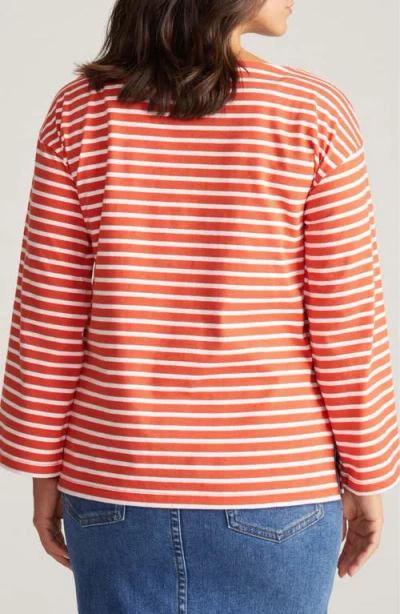 Universal Standard Montauk Breton Stripe Top In Red