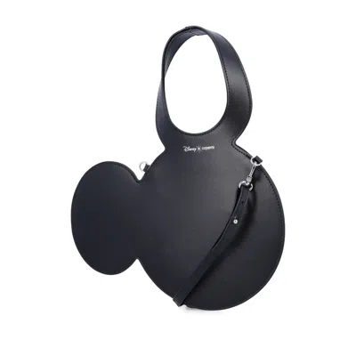Coperni Mickey Black Handbag With Cut-out Handle And Logo Lettering On The Front In Leather