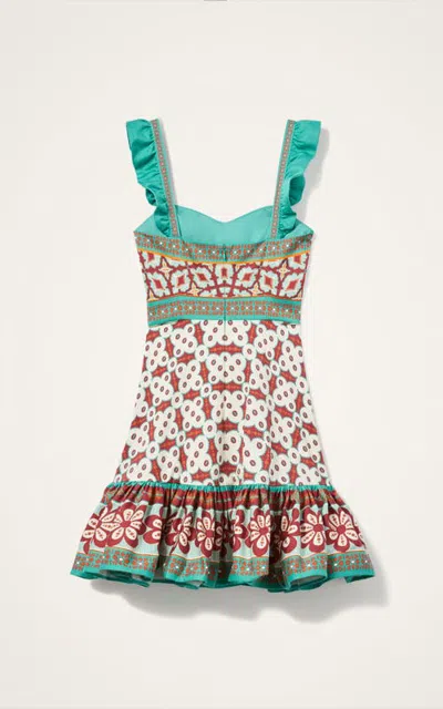 La Doublej Gingerbread Ruffled Printed Mini Dress In Brown