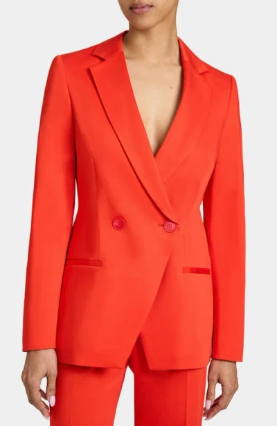 Santorelli Rowan Double Breasted Two-button Jacket In Stretch Cotton In Red