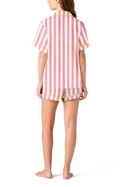 Katie Kime Retro Stripe Pajama Shorts Set In Pink