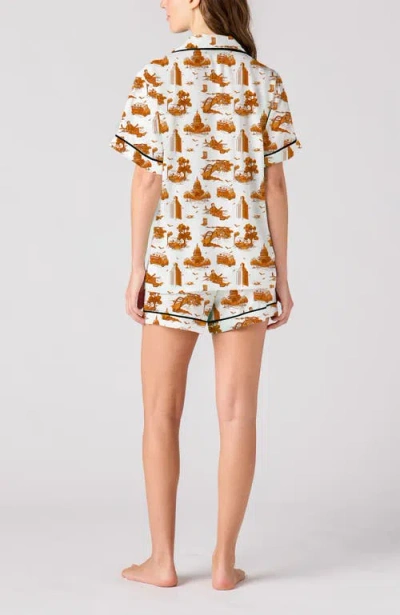 Katie Kime Austin Toile Pajama Shorts Set In Orange