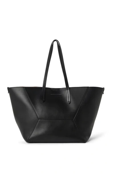 Brunello Cucinelli Geometric Panel Structured Tote Bag With Detachable Pouch In Black