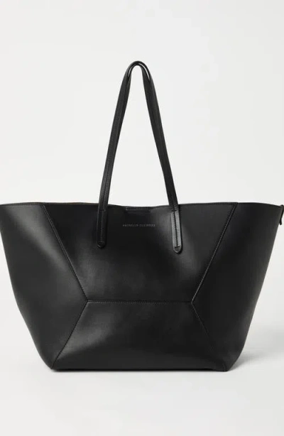 Brunello Cucinelli Geometric Panel Structured Tote Bag With Detachable Pouch In Black