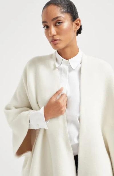 Brunello Cucinelli Wool-cashmere Reversible Poncho In Neutral
