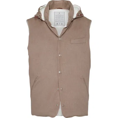 Brunello Cucinelli Hooded Vest In Brown