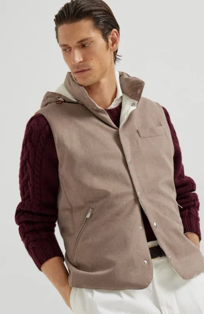 Brunello Cucinelli Hooded Vest In Brown