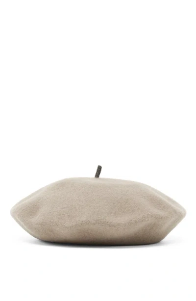 Brunello Cucinelli Wool Beret In Neutral