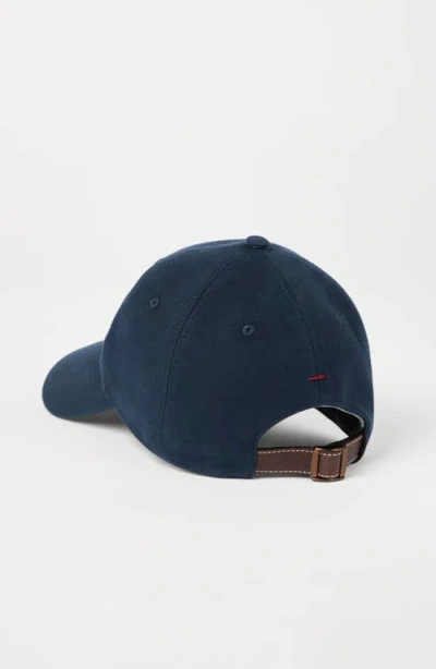 Brunello Cucinelli Men Baseball Cap In Garment-dyed Twisted Cotton Gabardine With Embroidered Logo In Blue