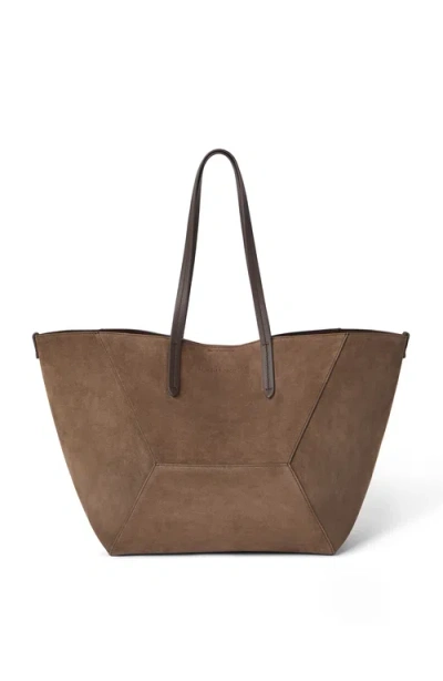 Brunello Cucinelli Large Suede Bc Duo Tote Bag In Brown