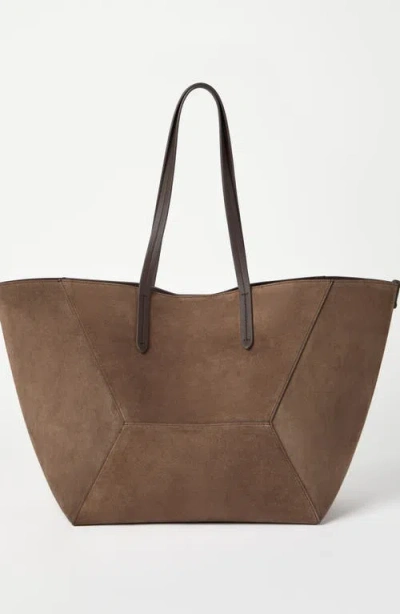 Brunello Cucinelli Large Suede Bc Duo Tote Bag In Brown