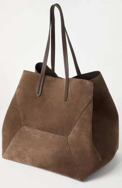 Brunello Cucinelli Large Suede Bc Duo Tote Bag In Brown