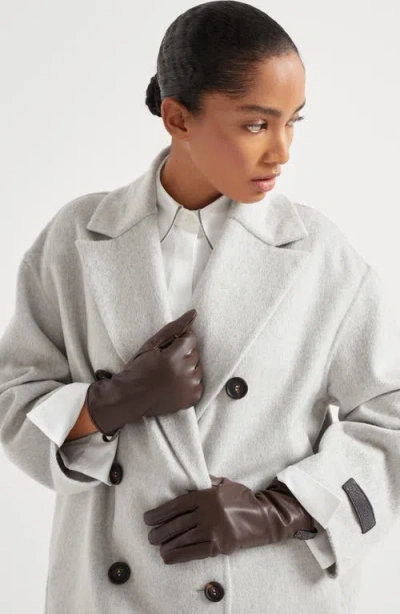 Brunello Cucinelli Nappa Leather Gloves In Brown
