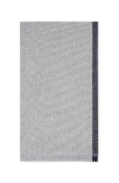 Brunello Cucinelli Wool-cashmere Diagonal Scarf In Gray