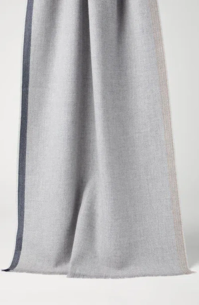 Brunello Cucinelli Wool-cashmere Diagonal Scarf In Gray