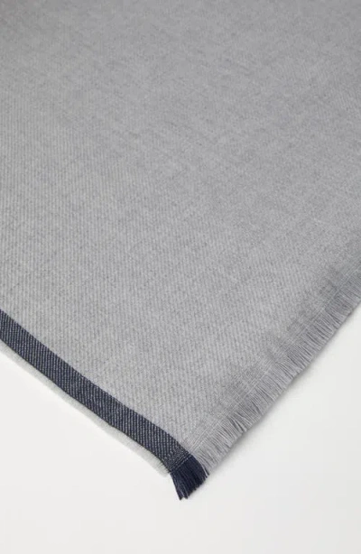 Brunello Cucinelli Wool-cashmere Diagonal Scarf In Gray