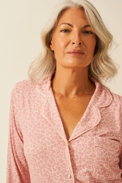 Stripe & Stare Long Pyjama Set In Pink