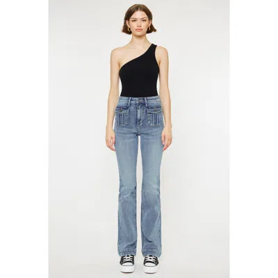 Kancan Ultra High Rise Wide Leg Jean In Light Grey In Blue