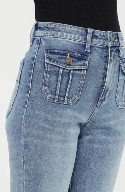 Kancan Ultra High Rise Wide Leg Jean In Light Grey In Blue