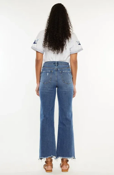 Kancan Women's High Rise Slim Wide Leg Pull On Jeans In Blue