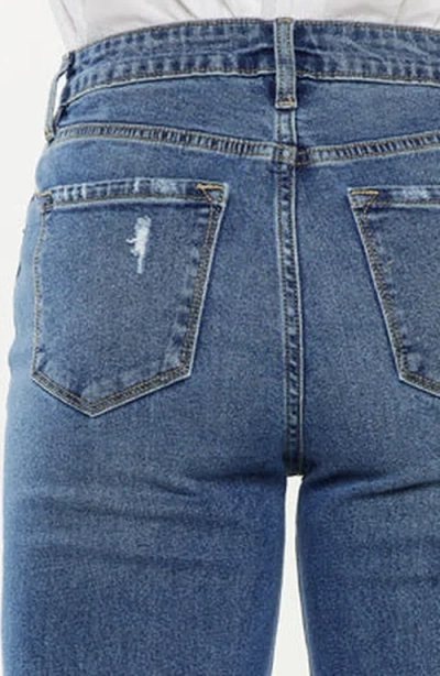 Kancan Women's High Rise Slim Wide Leg Pull On Jeans In Blue