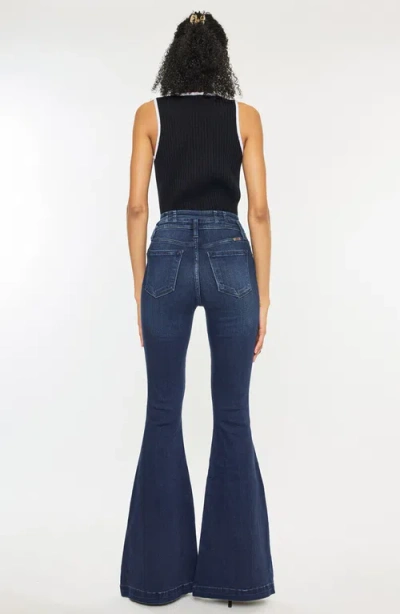 Kancan Elowen High Rise Super Flare Jeans In Blue