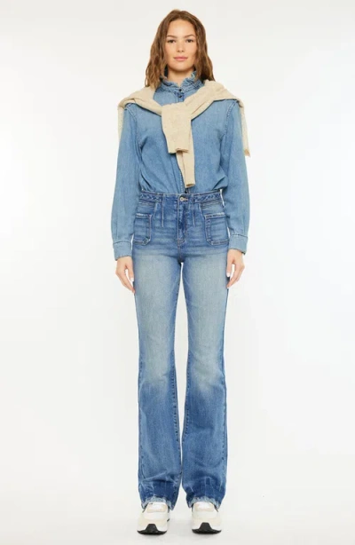 Kancan Denicee High Rise Bootcut Jeans In Blue