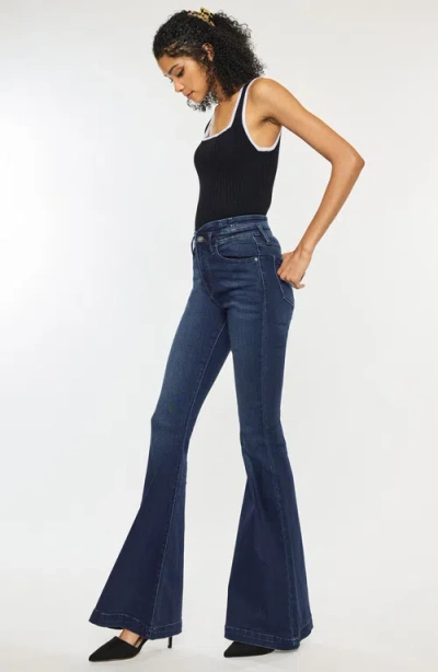 Kancan Elowen High Rise Super Flare Jeans In Blue