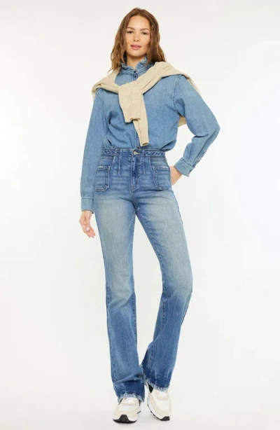 Kancan Denicee High Rise Bootcut Jeans In Blue