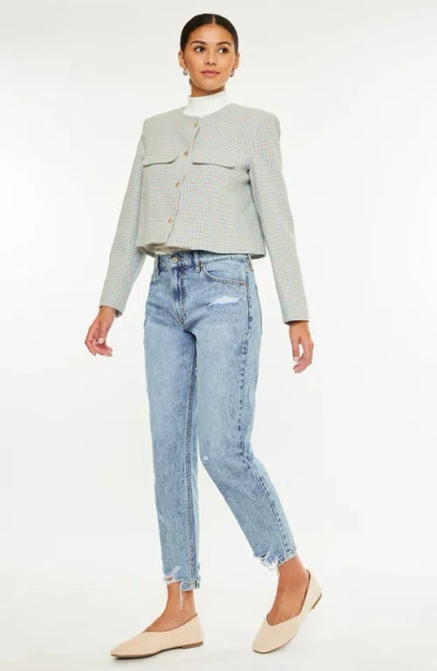 Kancan Women's Twyla Super High Rise Mom Jeans In Blue In Blue