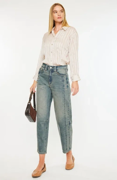 Kancan Cecilia High Rise Slim Barrel Jeans In Blue