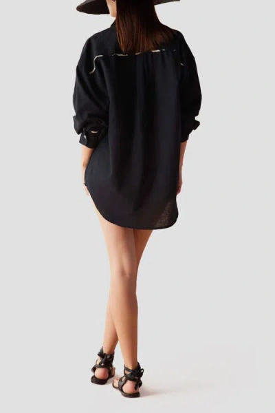Omika Callista Button Down Shirt In Solid Mussel In Black