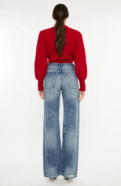 Kancan Ultra High Rise 90's Flare Jean In Medium Wash In Blue