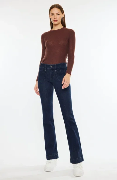 Kancan Star Mid Rise Bootcut Jeans In Blue
