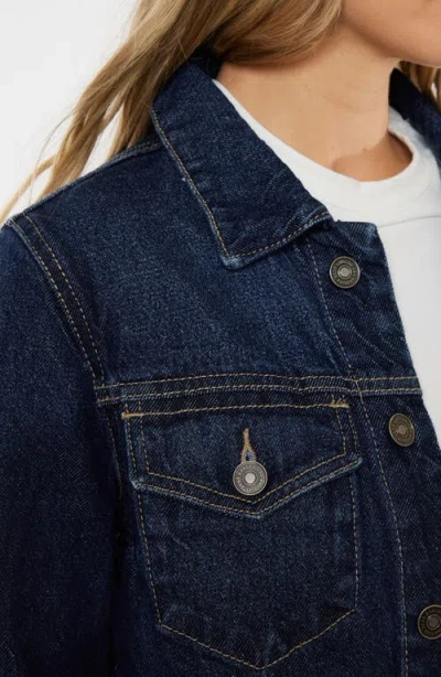Kancan Cropped Denim Jacket In Dark Wash In Blue