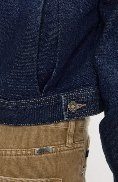 Kancan Cropped Denim Jacket In Dark Wash In Blue