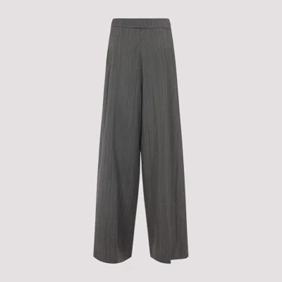 Dries Van Noten Wide Gray Wool Palazzo Pants In Gray