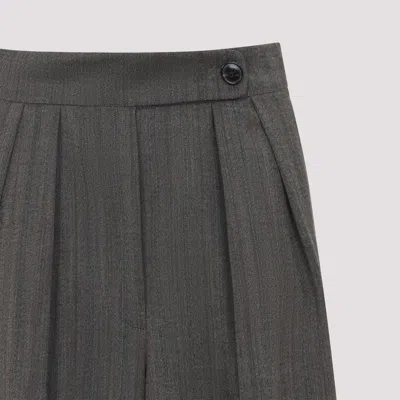 Dries Van Noten Wide Gray Wool Palazzo Pants In Gray