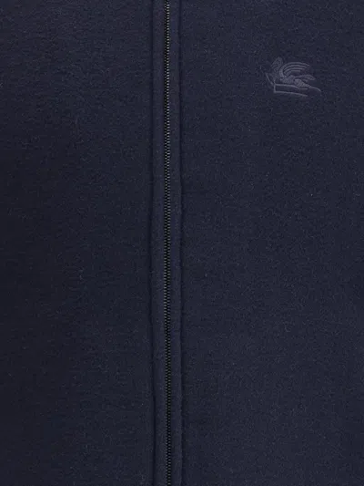 Etro Navy Blue Bomber Jacket With Embroidered Logo And Zip Fastening In Black