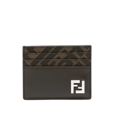 Fendi Brown Squared Ff Card Holder