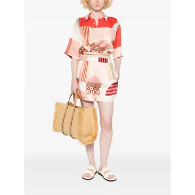 Fendi Vibrant Patchwork Silk Shorts With Relaxed Fit In Multi