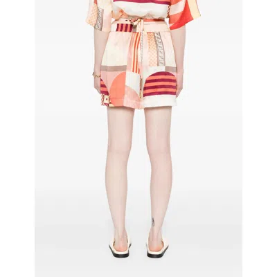 Fendi Vibrant Patchwork Silk Shorts With Relaxed Fit In Multi