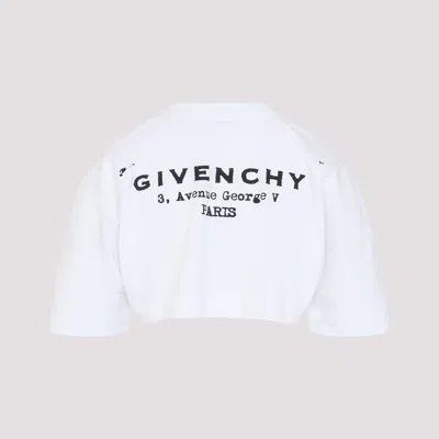 Givenchy Cropped Fit T-shirt In Cotton With Stamp Print Clothing In White