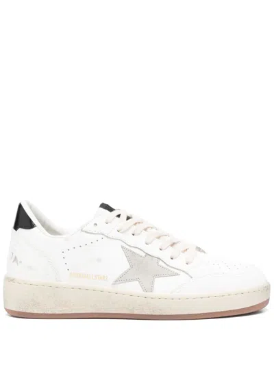 Golden Goose Women's Ballstar 2 Leather Upper And Spur Suede Star Shiny Leather Heel Sneaker In White