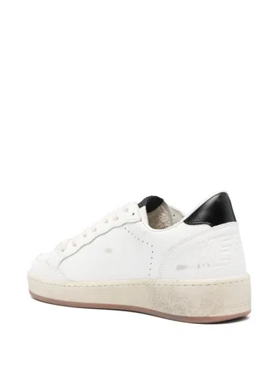 Golden Goose Women's Ballstar 2 Leather Upper And Spur Suede Star Shiny Leather Heel Sneaker In White